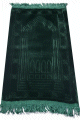  Tapis bébé enfant musulman couleur vert foncé unie avec motif mihrab 4 ogives