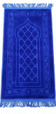  Tapis de prière bébé enfant musulman couleur bleu unie avec motif mosaique